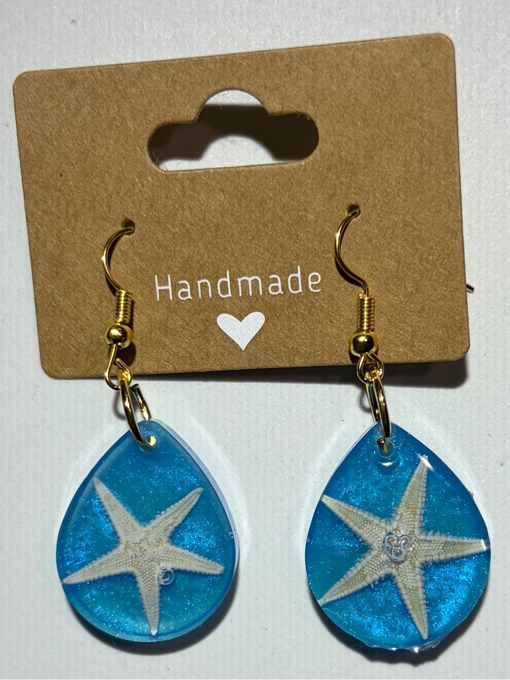Blue Starfish Teardrop Earrings for Kids